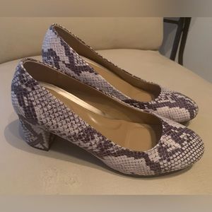 Aerosoles Platinum Natural Snake Printed Heels.
